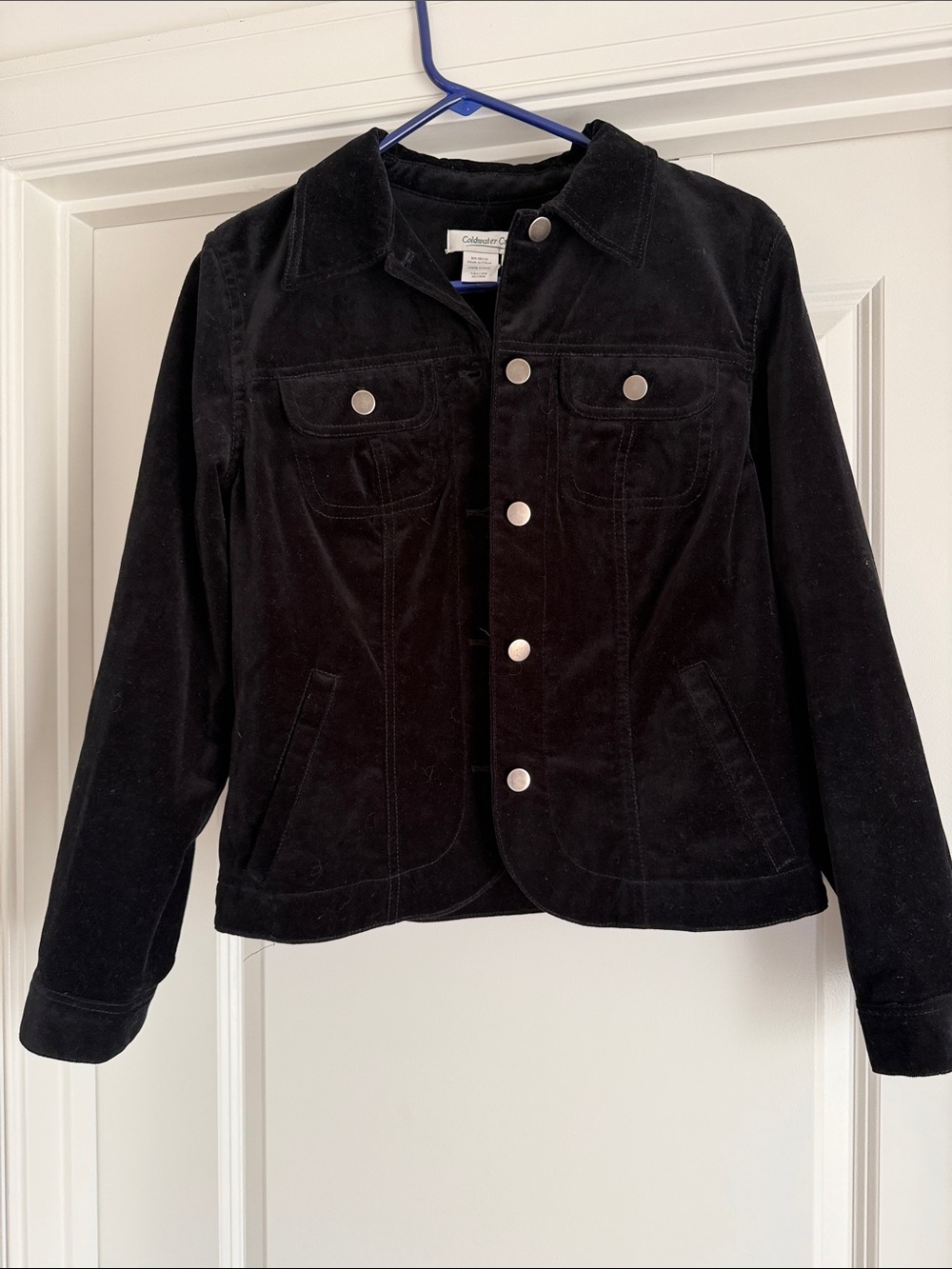 Coldwater Creek Black Suede Snap-Front Jacket